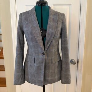 White House Black Market Gray Checkered Blazer